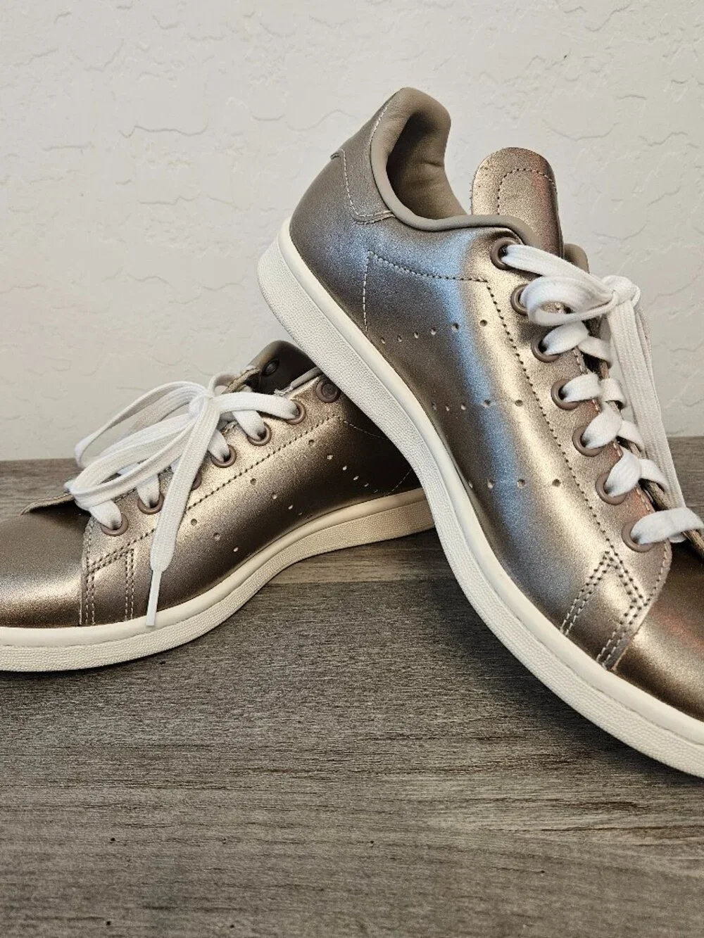 Adidas Originals Stan Smith Metallic Bronze Pewter Leather Sneakers - Size 8